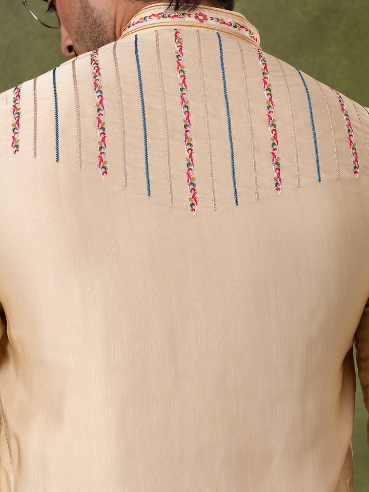 Fawn Regal Embroidered Kurta Set