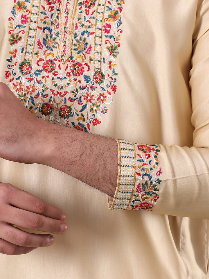 Fawn Regal Embroidered Kurta Set