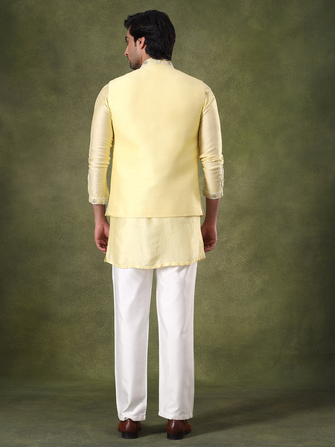 Lemon Yellow Embroidered Kurta Set