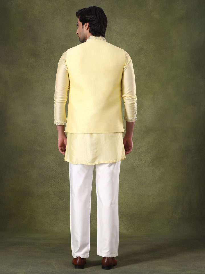 Lemon Yellow Embroidered Kurta Set