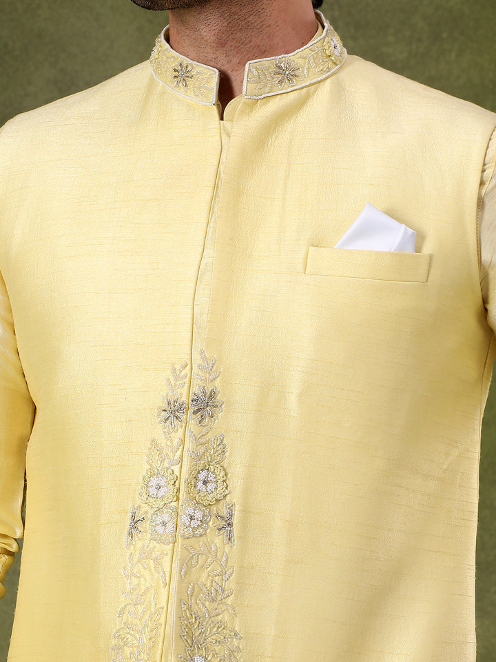 Lemon Yellow Embroidered Kurta Set