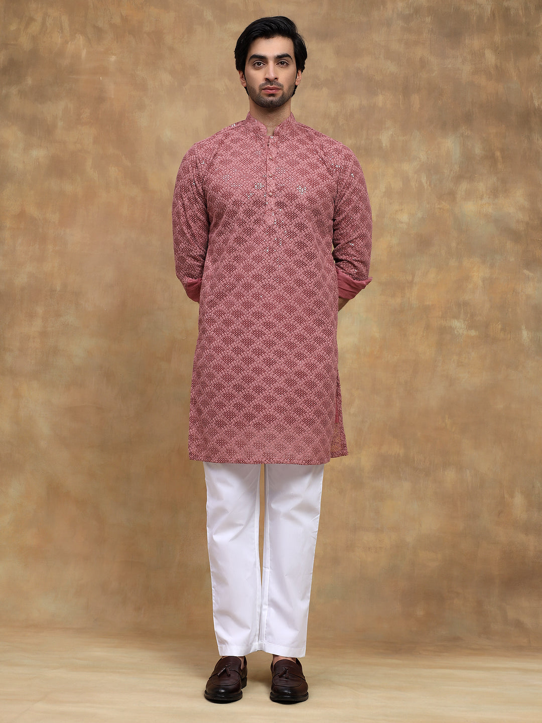 Carrot Subtle Pattern Kurta Set