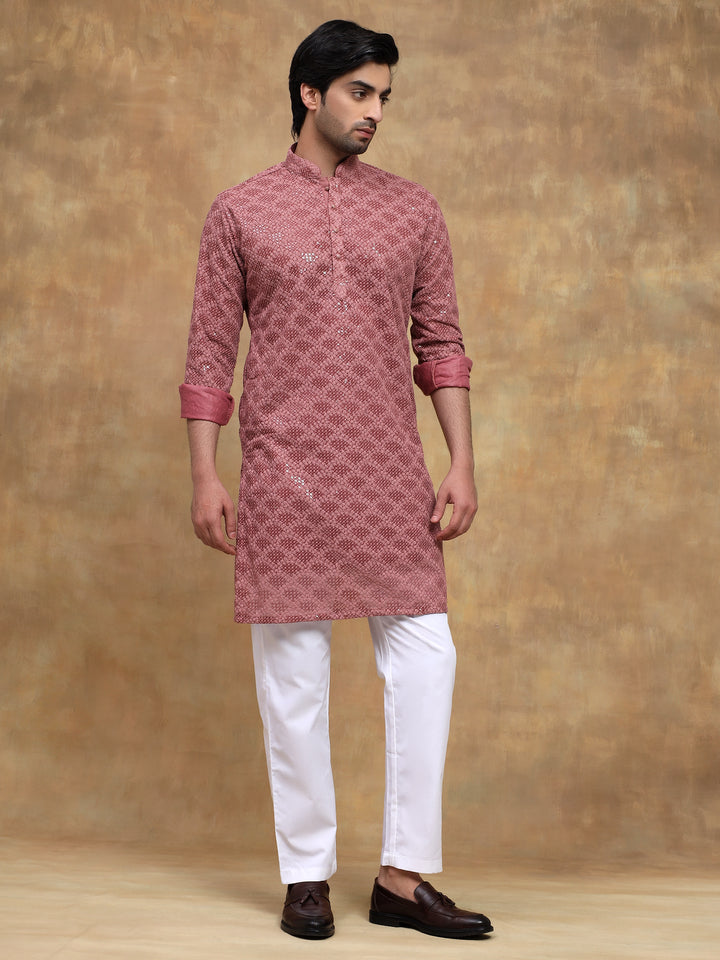 Carrot Subtle Pattern Kurta Set