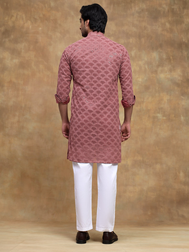 Carrot Subtle Pattern Kurta Set