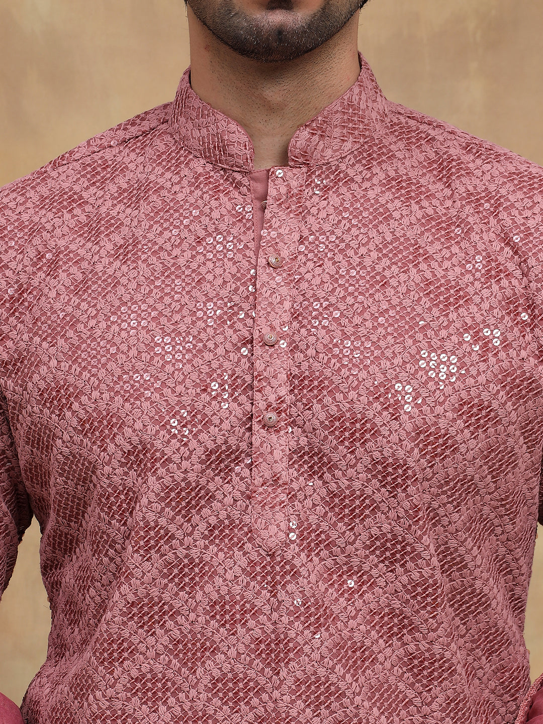 Carrot Subtle Pattern Kurta Set