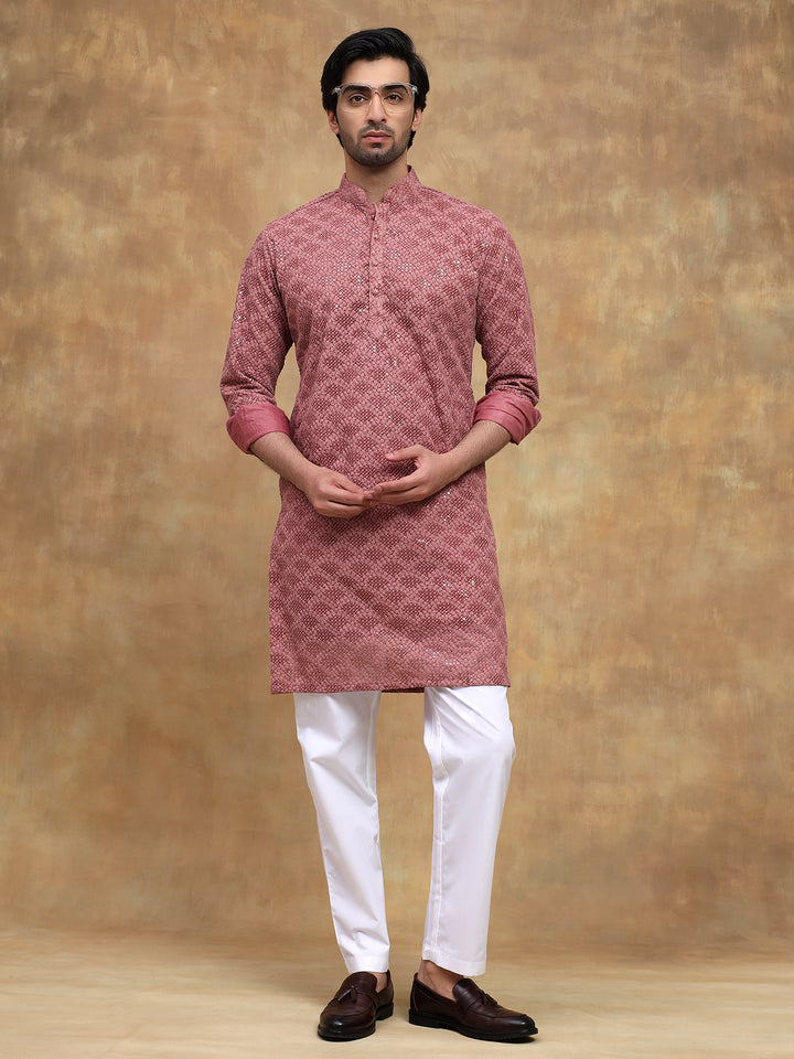 Carrot Subtle Pattern Kurta Set