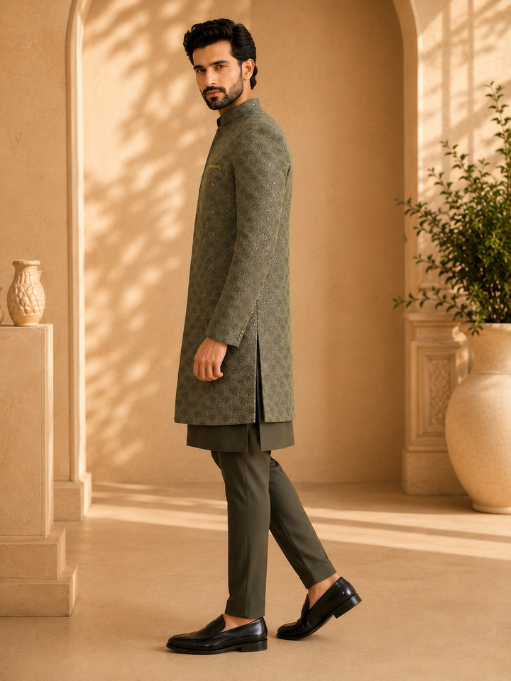 Olive Green  Indo Western Set