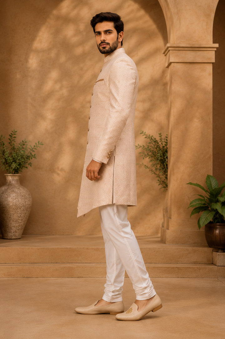 Light peach brocade Indo Western