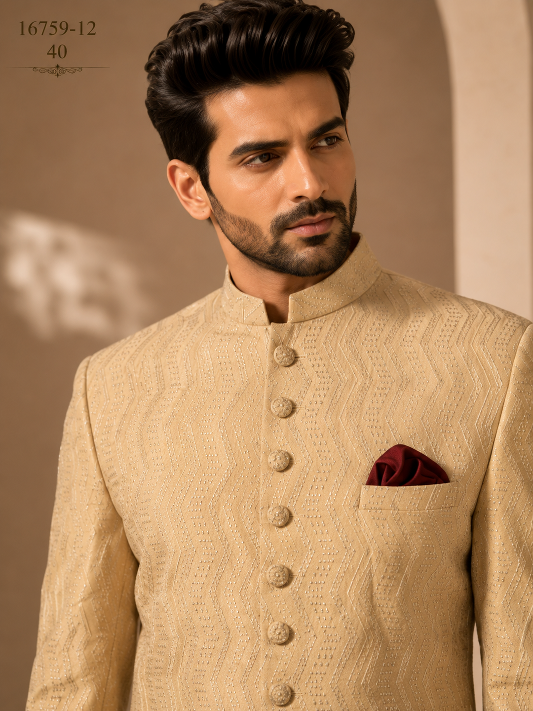Yellow Indo Western with Textured  Design