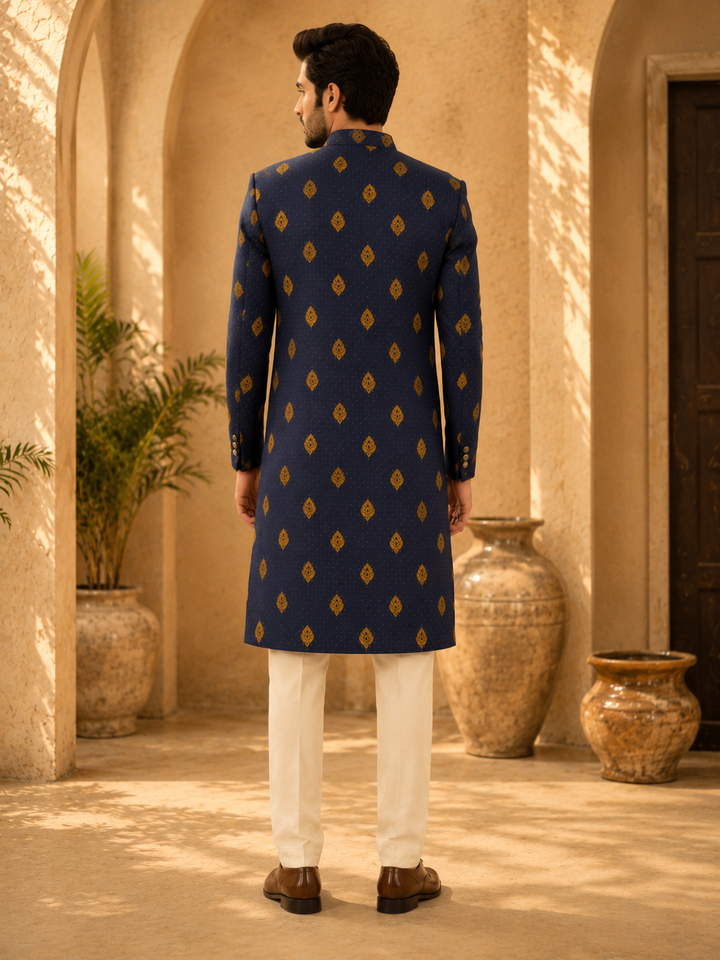 Royal Blue Woven Indo Western