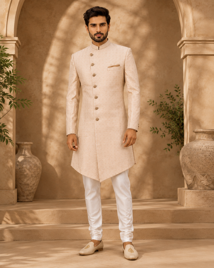 Light peach brocade Indo Western
