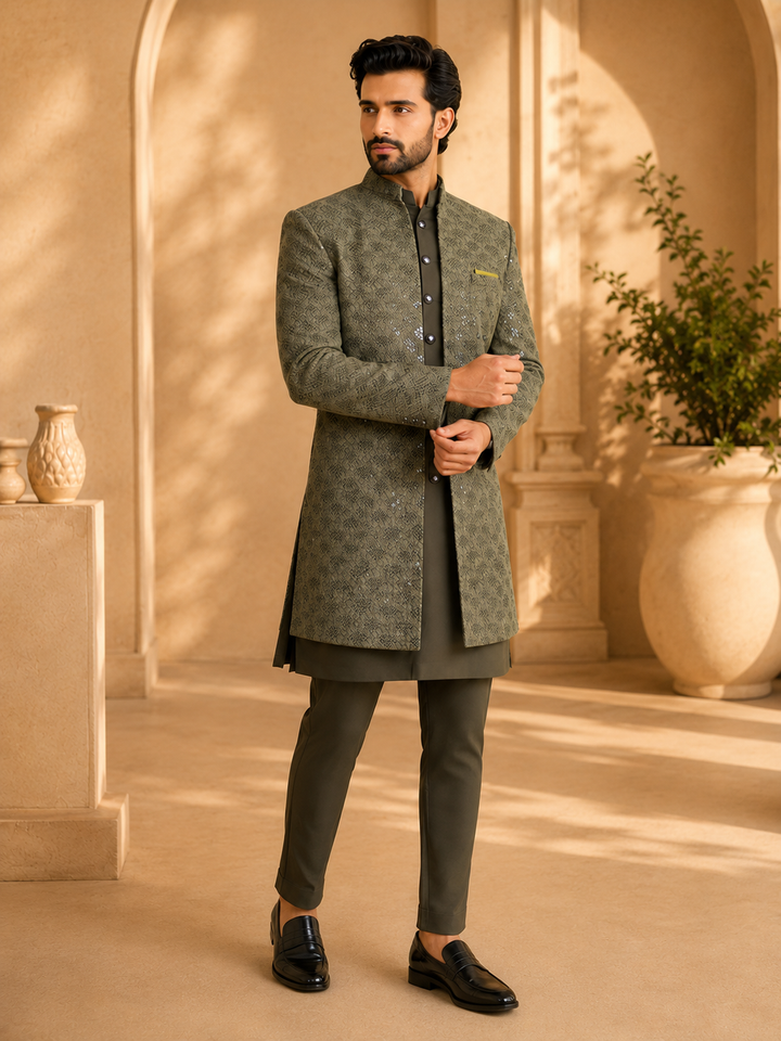 Olive Green  Indo Western Set