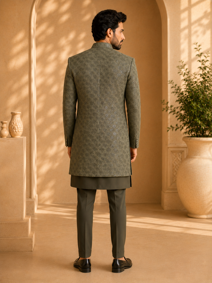 Olive Green  Indo Western Set