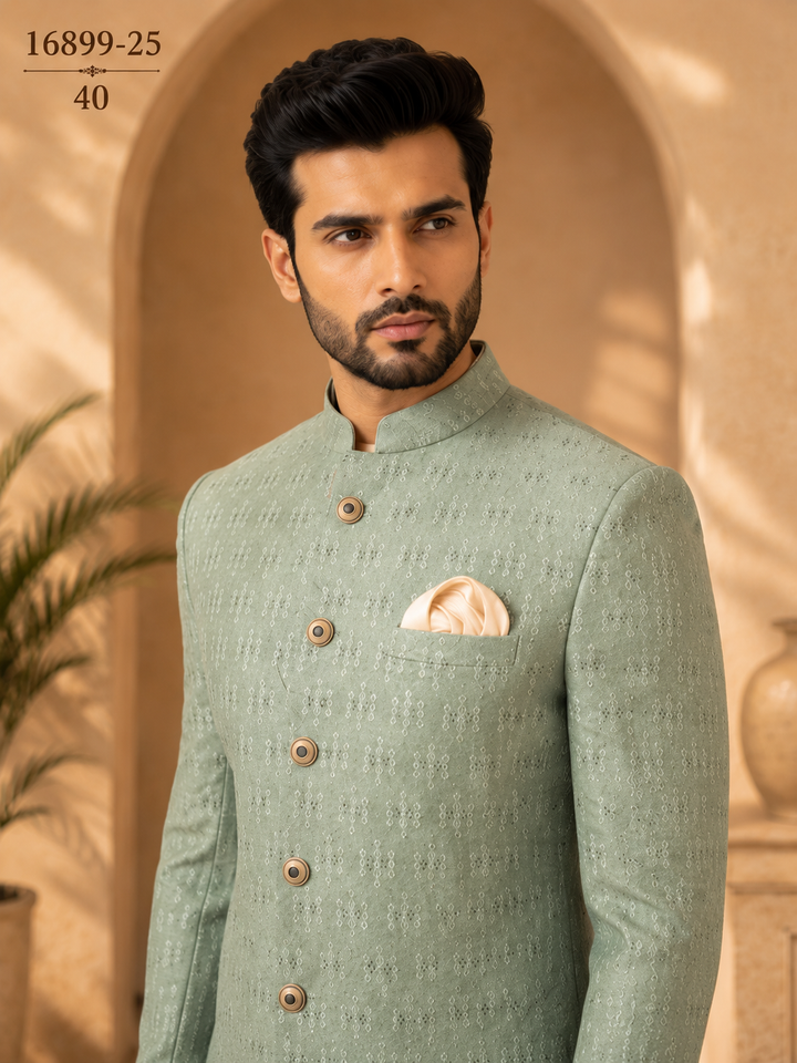 Sage Green velvet Indo Western