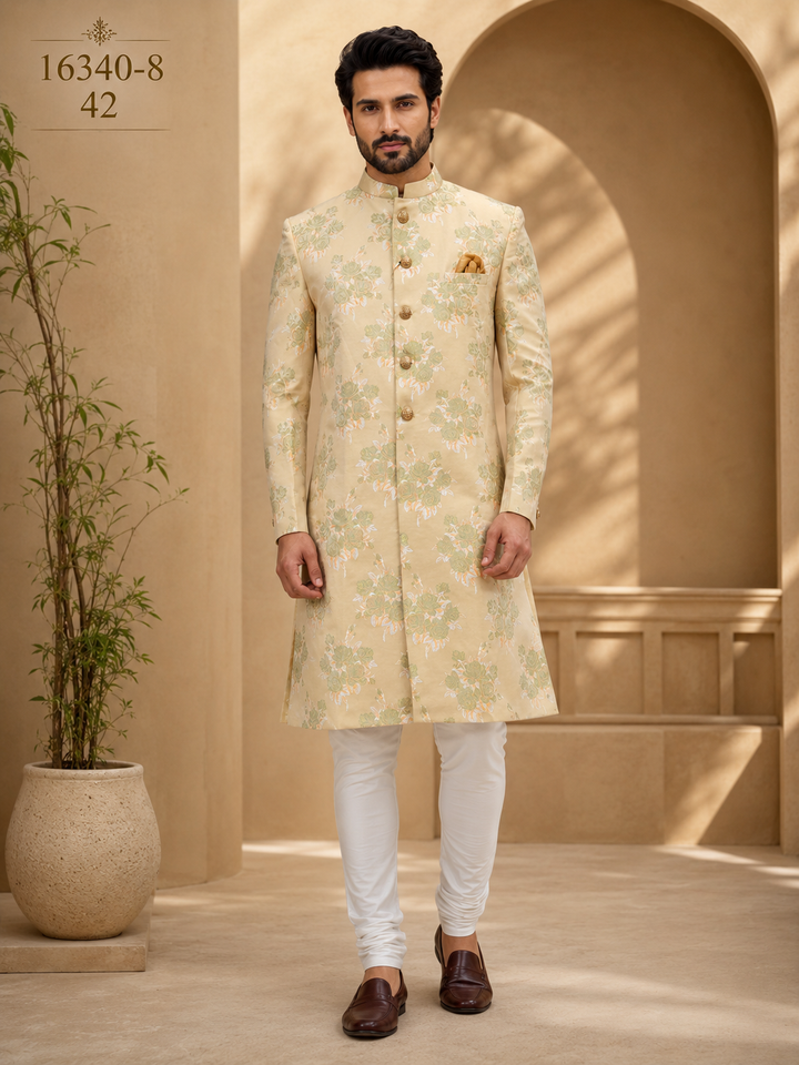 Gold floral brocade Indo Western Set