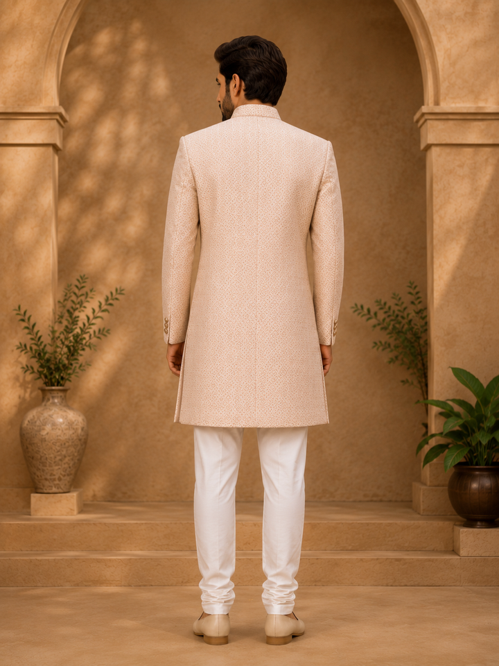 Light peach brocade Indo Western
