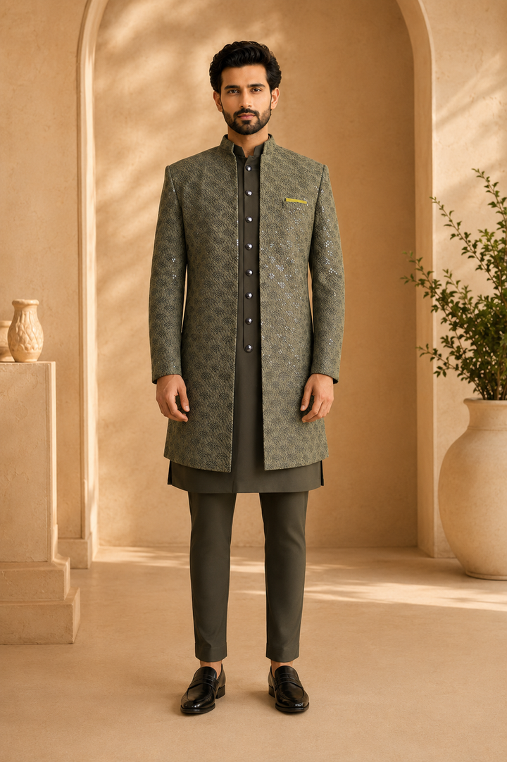 Olive Green  Indo Western Set