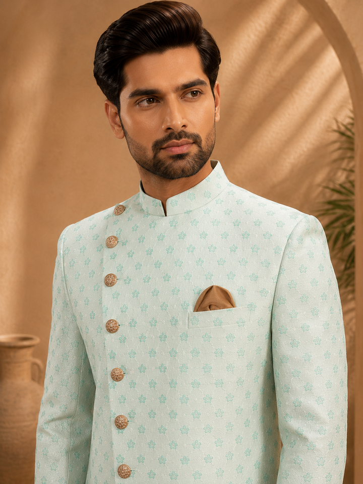 Mint Green brocade Indo Western