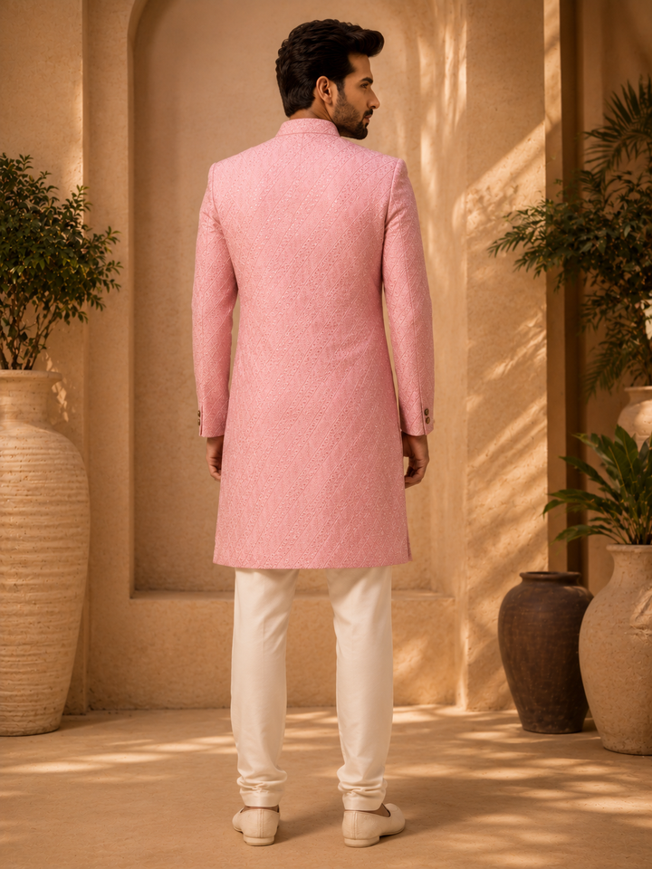 Pink Embroidered Indo Western Sherwani