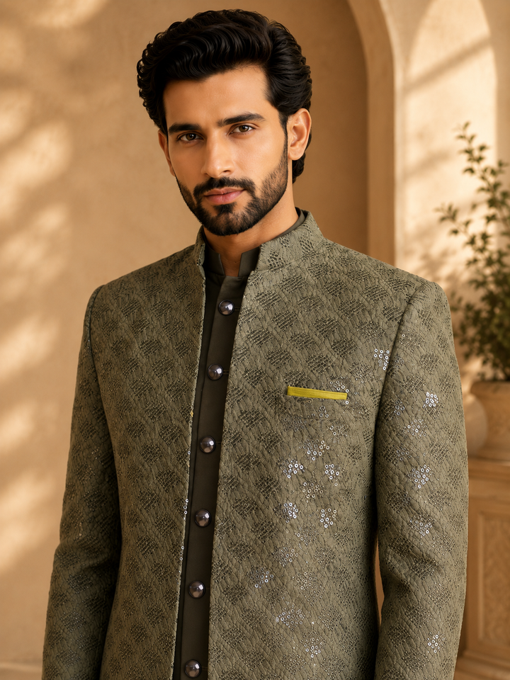 Olive Green  Indo Western Set