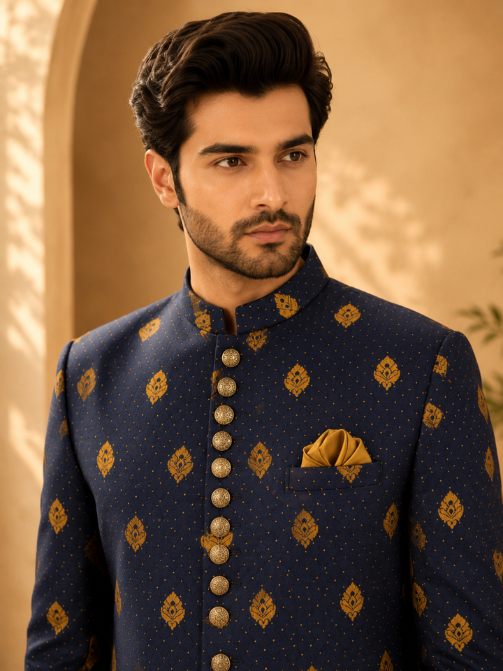 Royal Blue Woven Indo Western