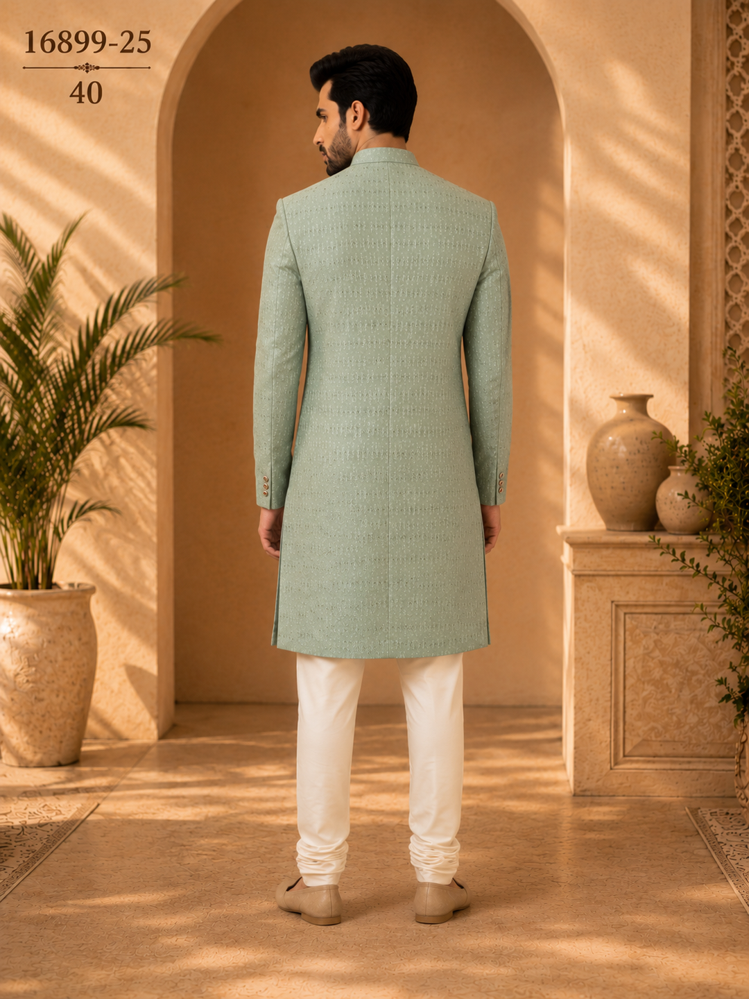 Sage Green velvet Indo Western
