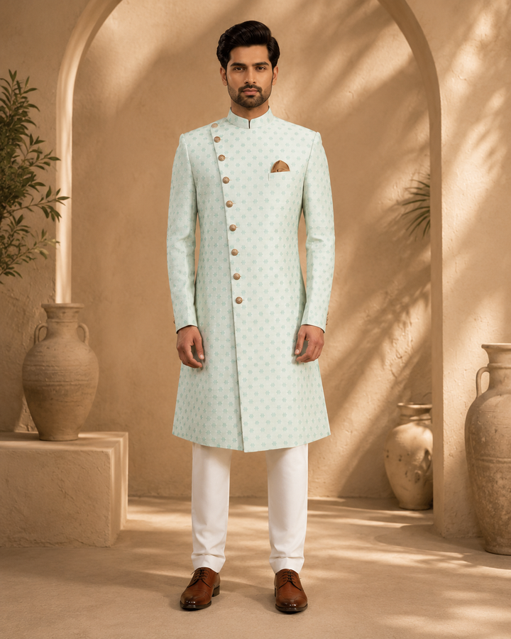 Mint Green brocade Indo Western
