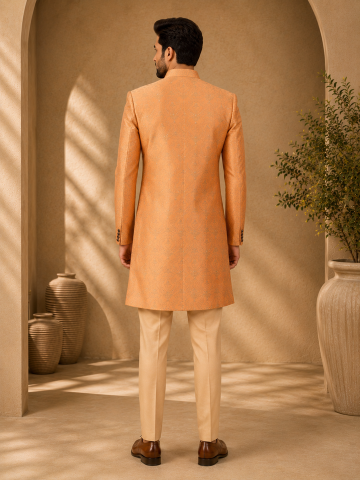Peach brocade Indo Western
