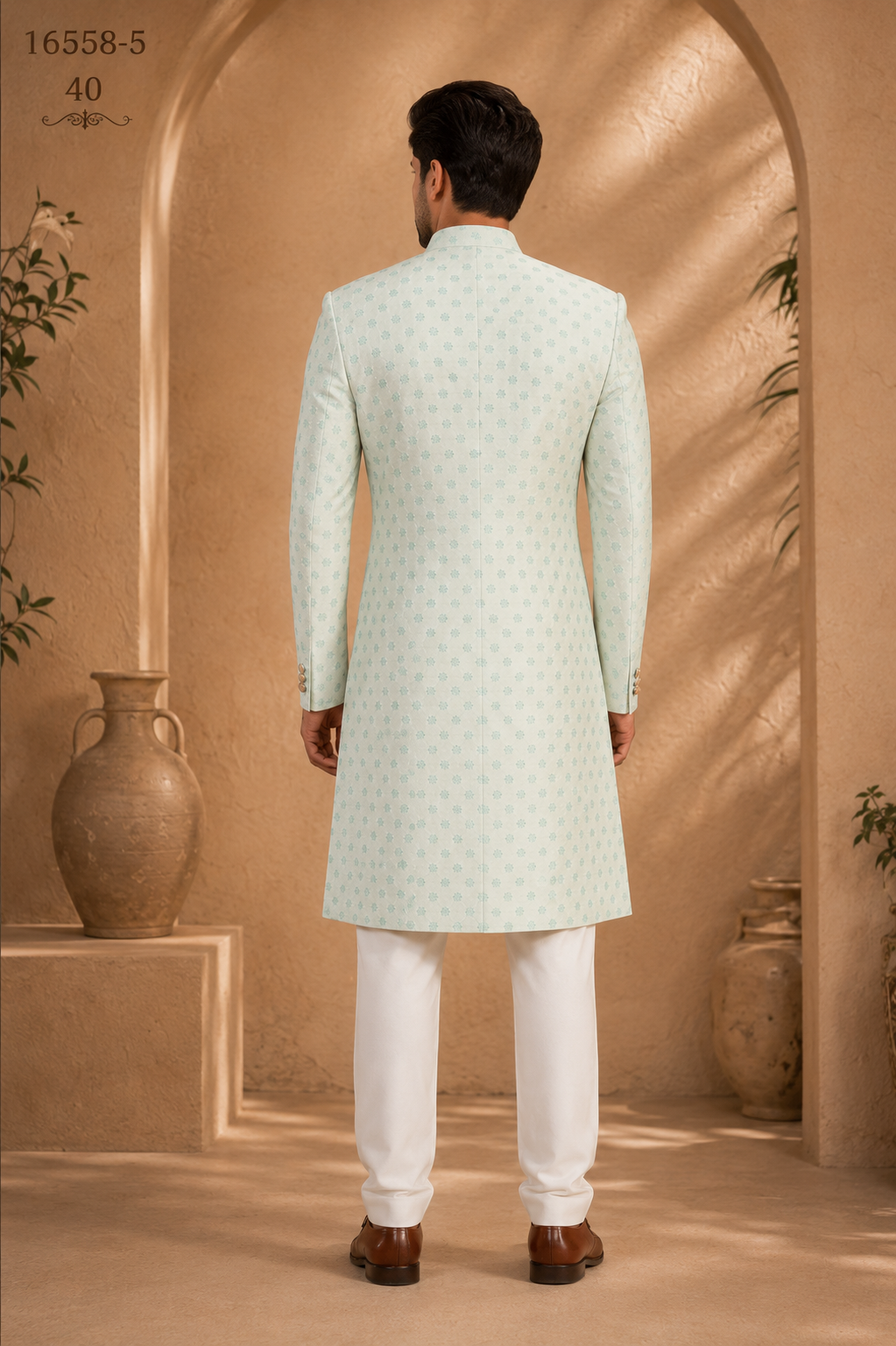 Mint Green brocade Indo Western
